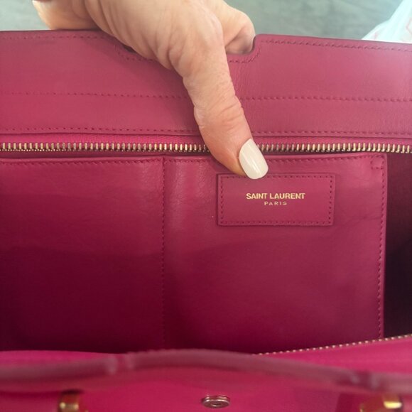 Auth YSL - Yves Saint Laurent Small Classic Y Cabas Fuscia Pink - COA Included - Picture 5 of 10